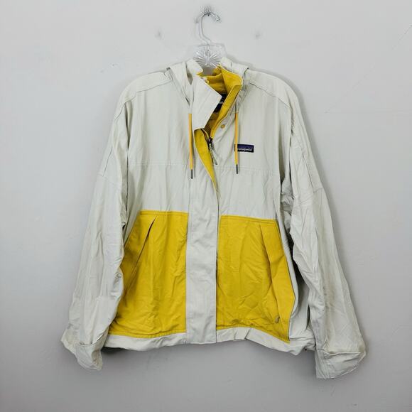 Patagonia Jackets & Blazers - Patagonia Skysail White And Yellow Zip Up Jacket Women’s Size L